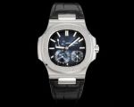 Patek Philippe Nautilus Cal.240PS 40mm Black Leather Strap Blue Dial Watch